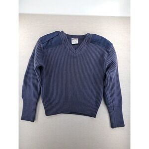 Vtg Commando Sweater Mens XL Extra Large Blue Jack Young Military Combat Pads